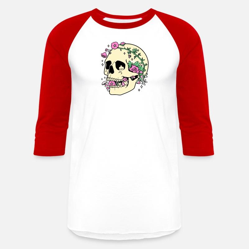 Cartoon Skull Surrounded By Colorful FlowerS.