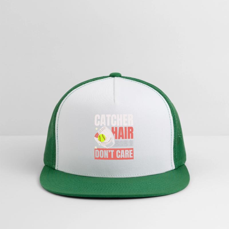 Catcher Hair Don't Care Softball Player Sports