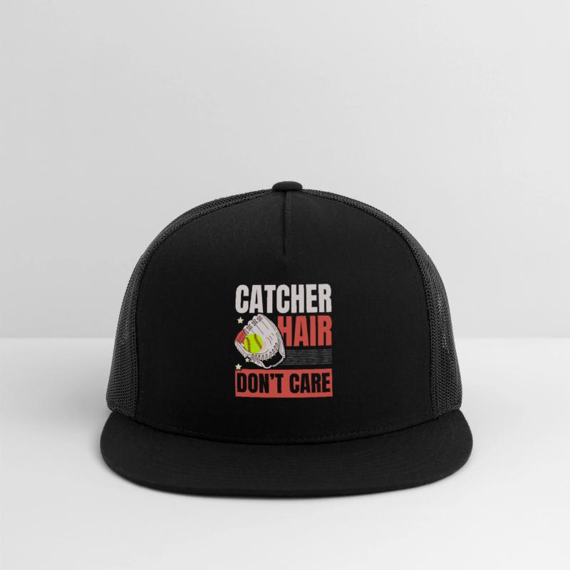 Catcher Hair Don't Care Softball Player Sports