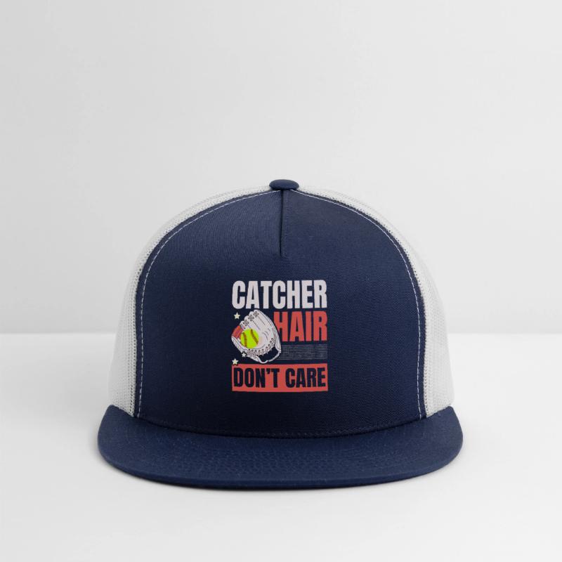 Catcher Hair Don't Care Softball Player Sports