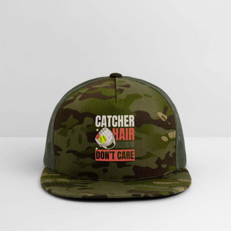 Catcher Hair Don't Care Softball Player Sports