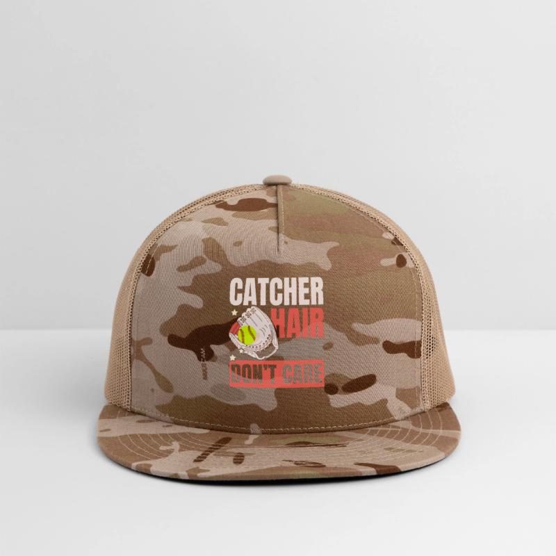 Catcher Hair Don't Care Softball Player Sports