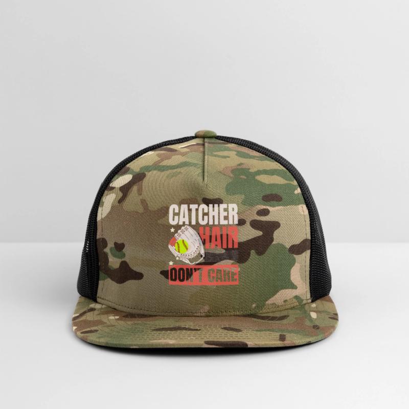 Catcher Hair Don't Care Softball Player Sports