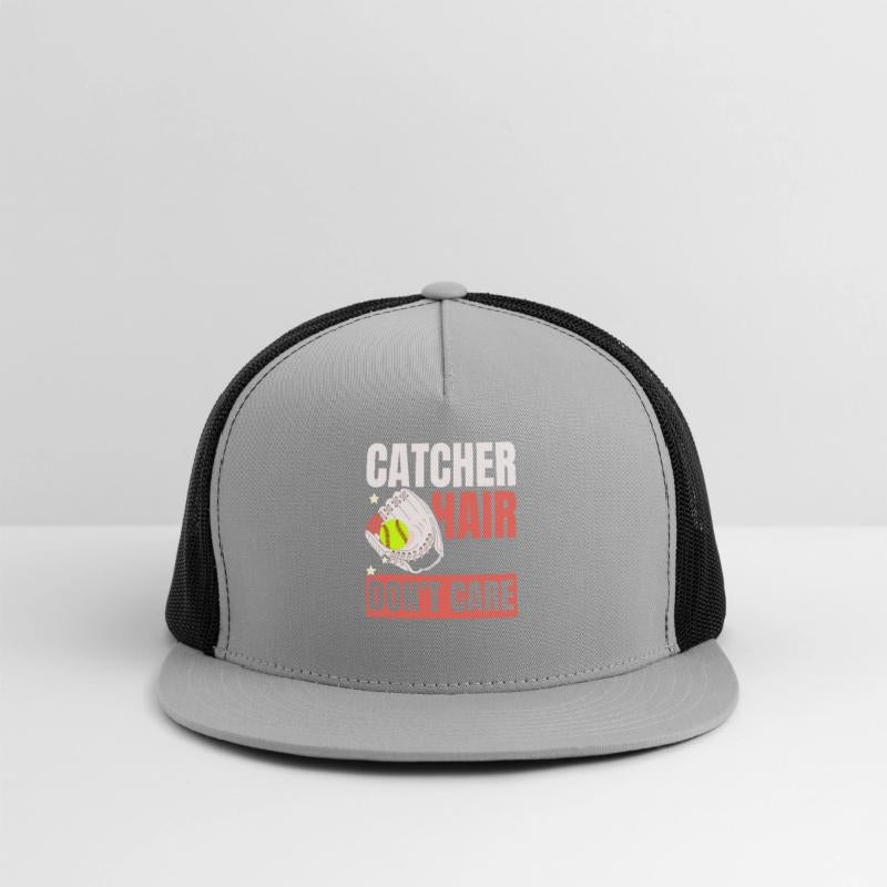 Catcher Hair Don't Care Softball Player Sports