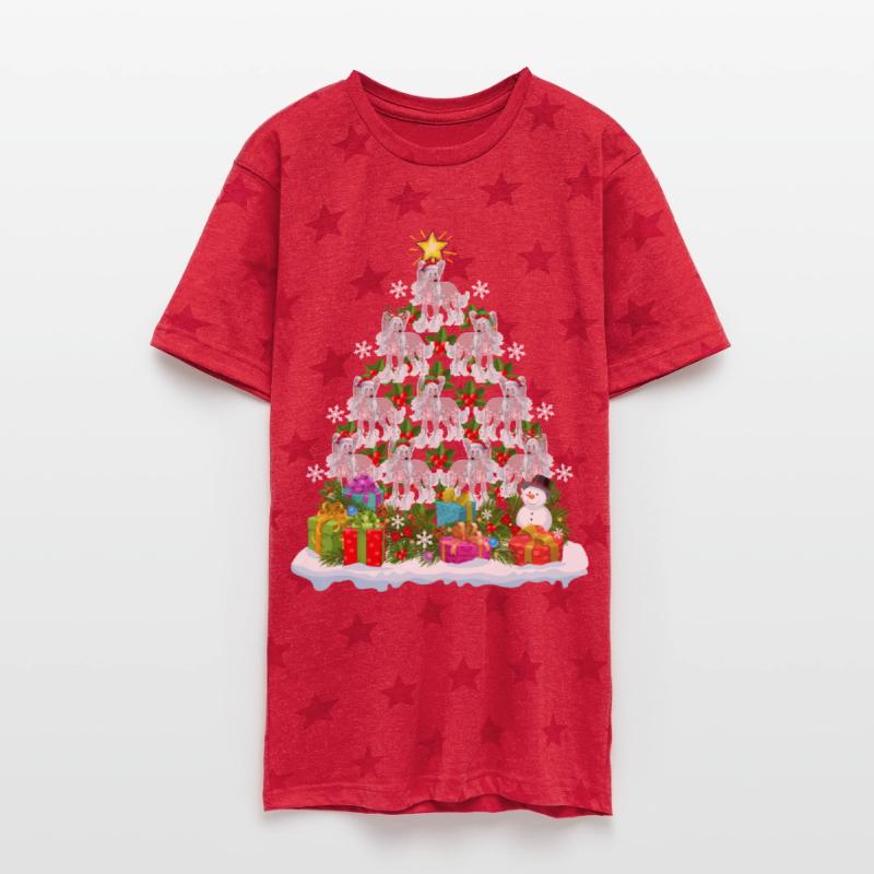 Chinese Crested Dog Ugly Christmas Tree Santa Hat