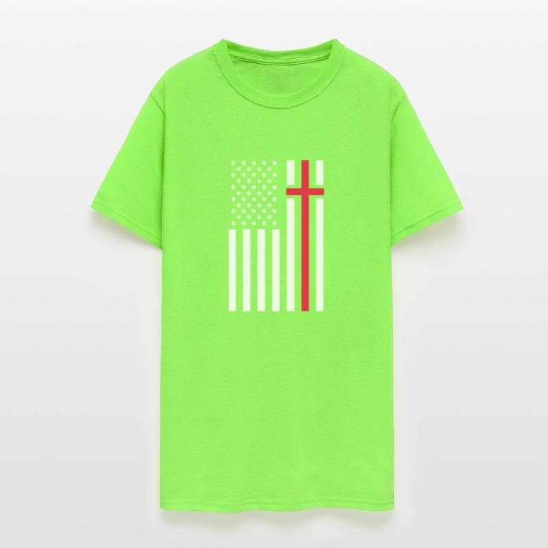 Christian USA American Flag Cross Religion