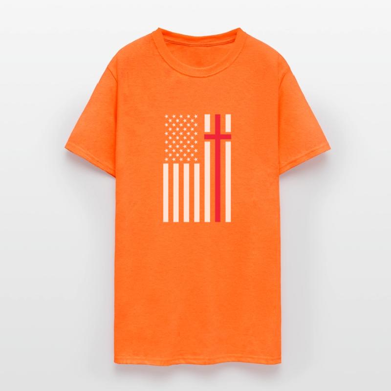 Christian USA American Flag Cross Religion