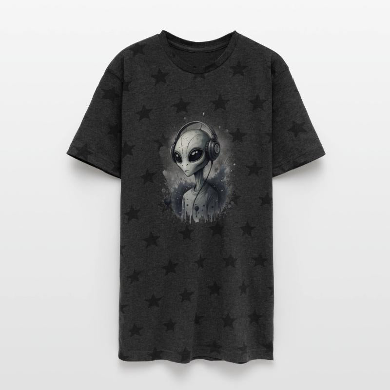 Cool alien wearing headphones