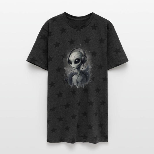 Cool alien wearing headphones