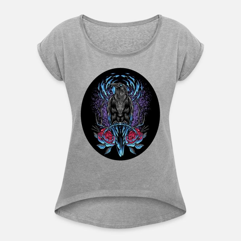 Crow Flowers in the Moonlight Black circle decal