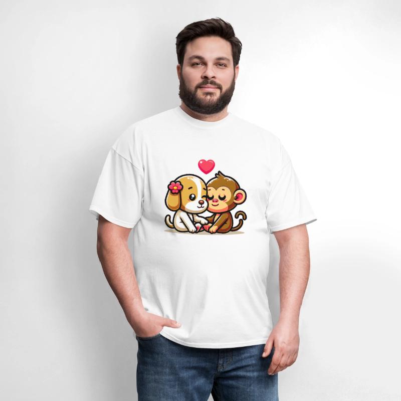 Cuddling Dog And Monkey In Love