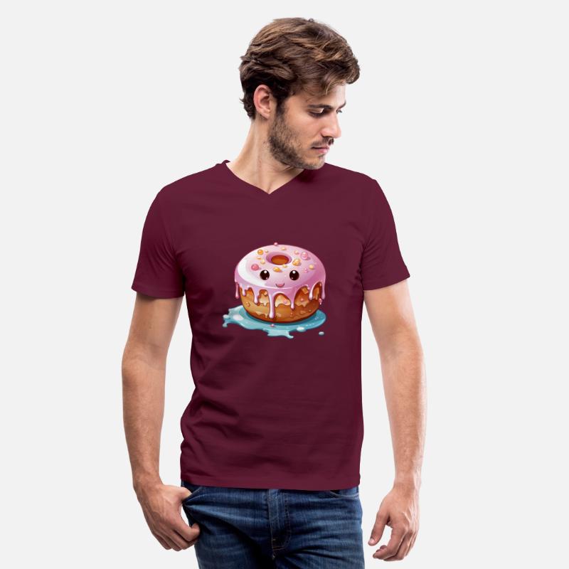Cute kawaii style donut with a happy face adorned