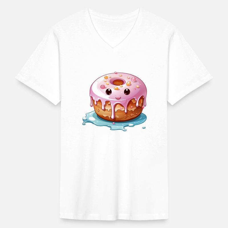 Cute kawaii style donut with a happy face adorned