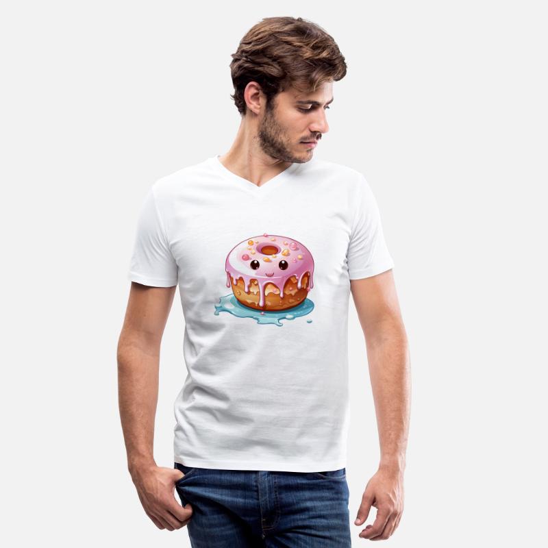 Cute kawaii style donut with a happy face adorned