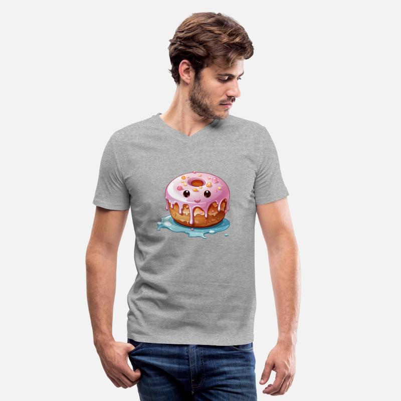 Cute kawaii style donut with a happy face adorned