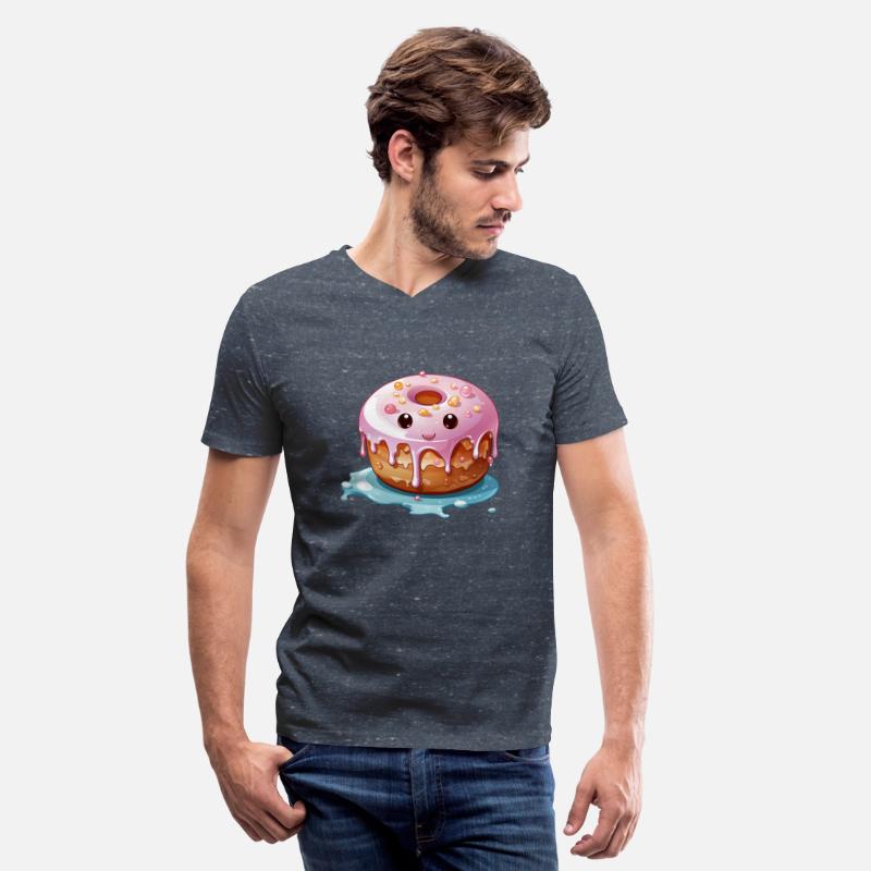 Cute kawaii style donut with a happy face adorned