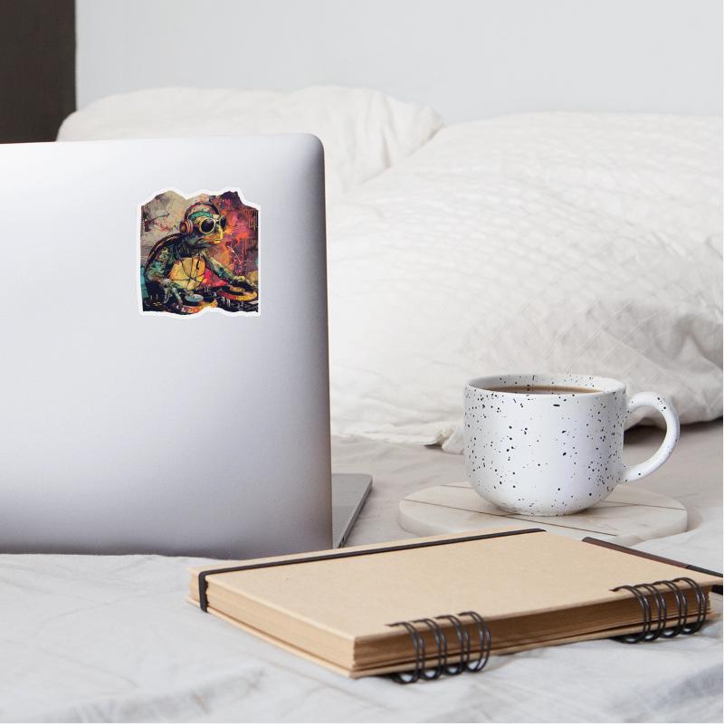 Dj Turtle with Headphones Graffiti Grunge