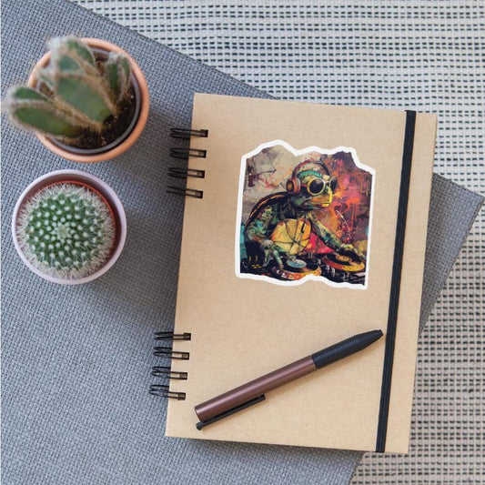 Dj Turtle with Headphones Graffiti Grunge