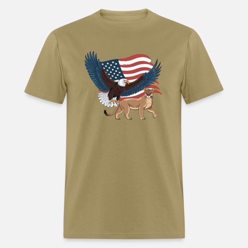 Eagle and Cougar with American Flag
