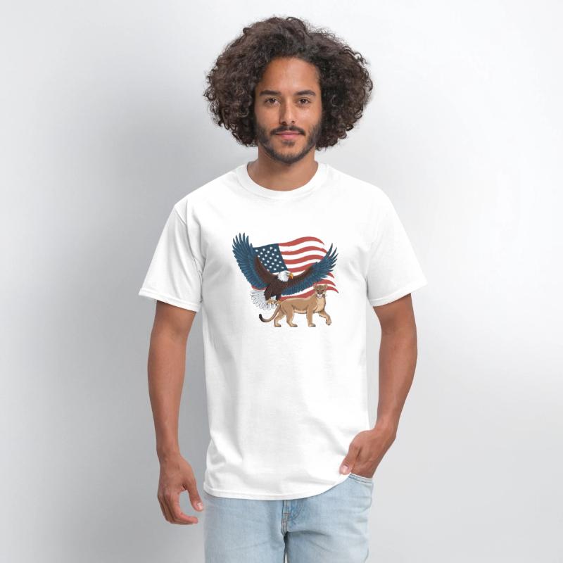 Eagle and Cougar with American Flag