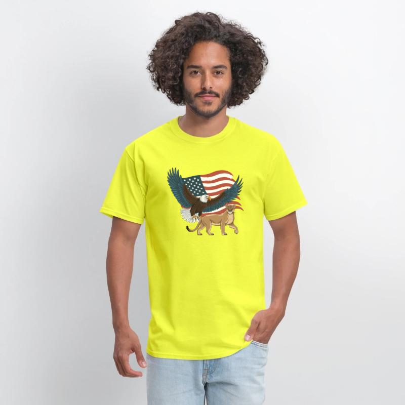 Eagle and Cougar with American Flag