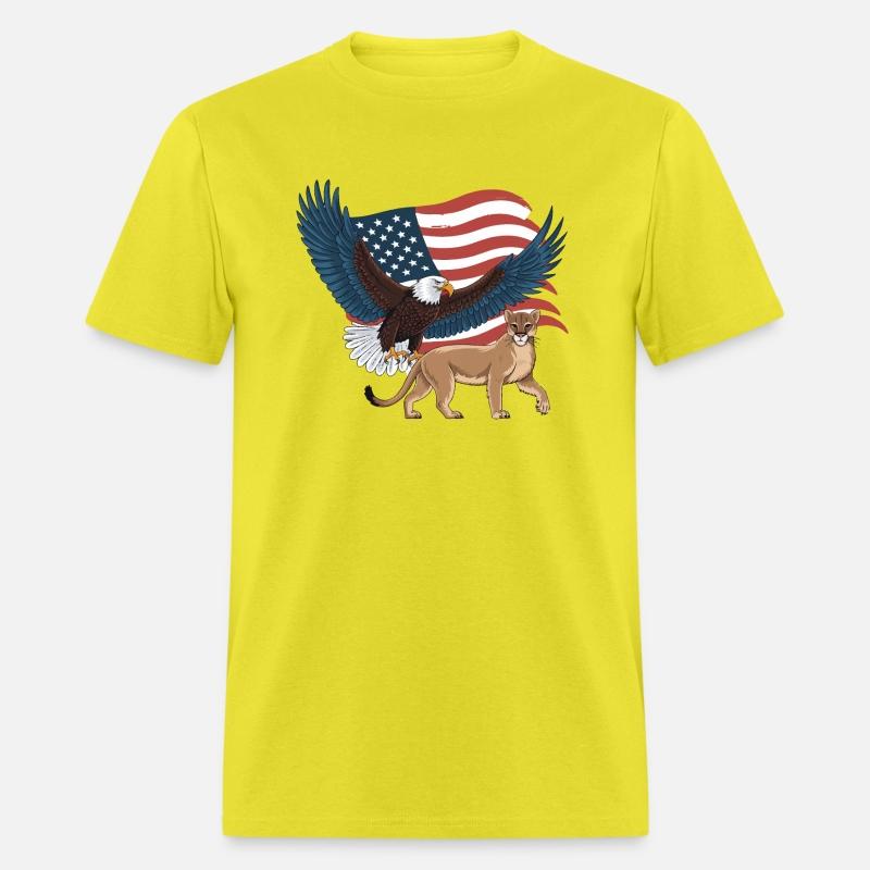 Eagle and Cougar with American Flag