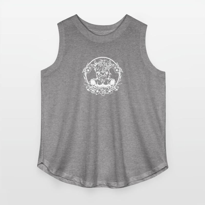 Floral Highland Cow Silhouette