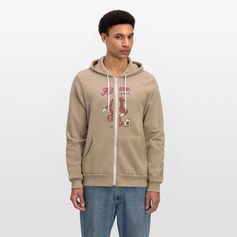 funny american football mascot playing soccer