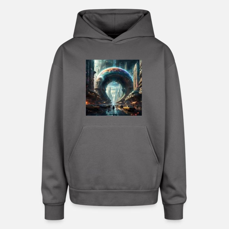 Future Portal In Alien City with Circular Gateway