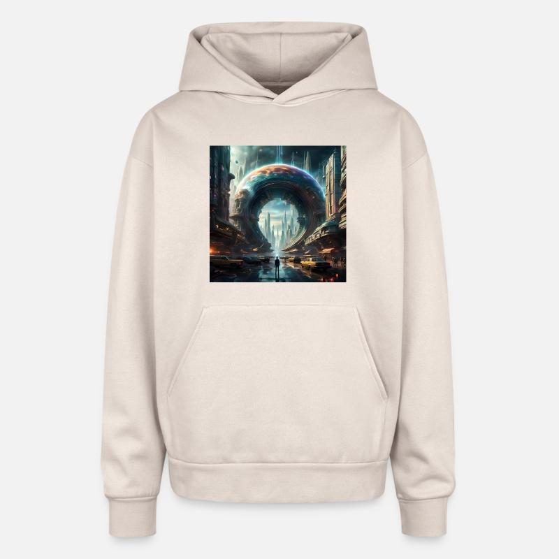 Future Portal In Alien City with Circular Gateway