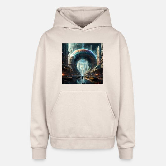 Future Portal In Alien City with Circular Gateway