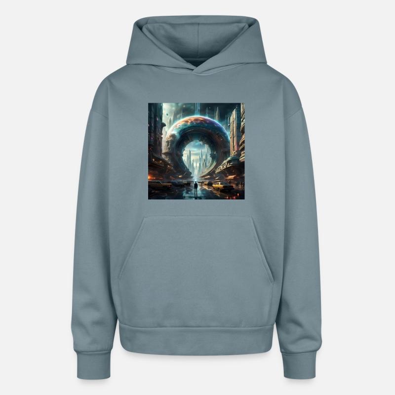 Future Portal In Alien City with Circular Gateway