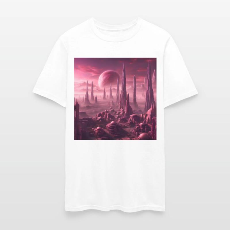 Futuristic Alien Skyline in Pink Hues