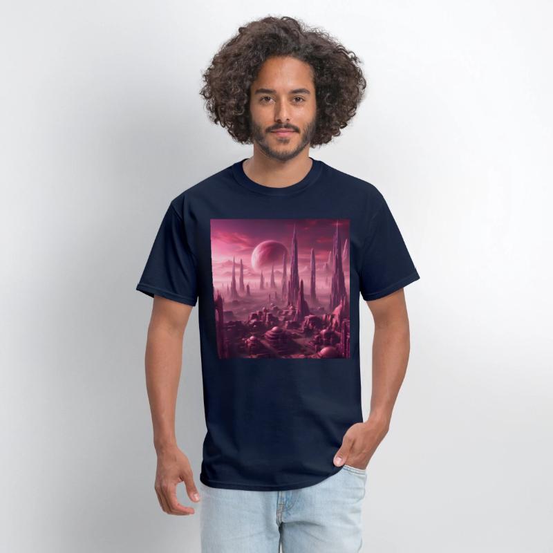 Futuristic Alien Skyline in Pink Hues