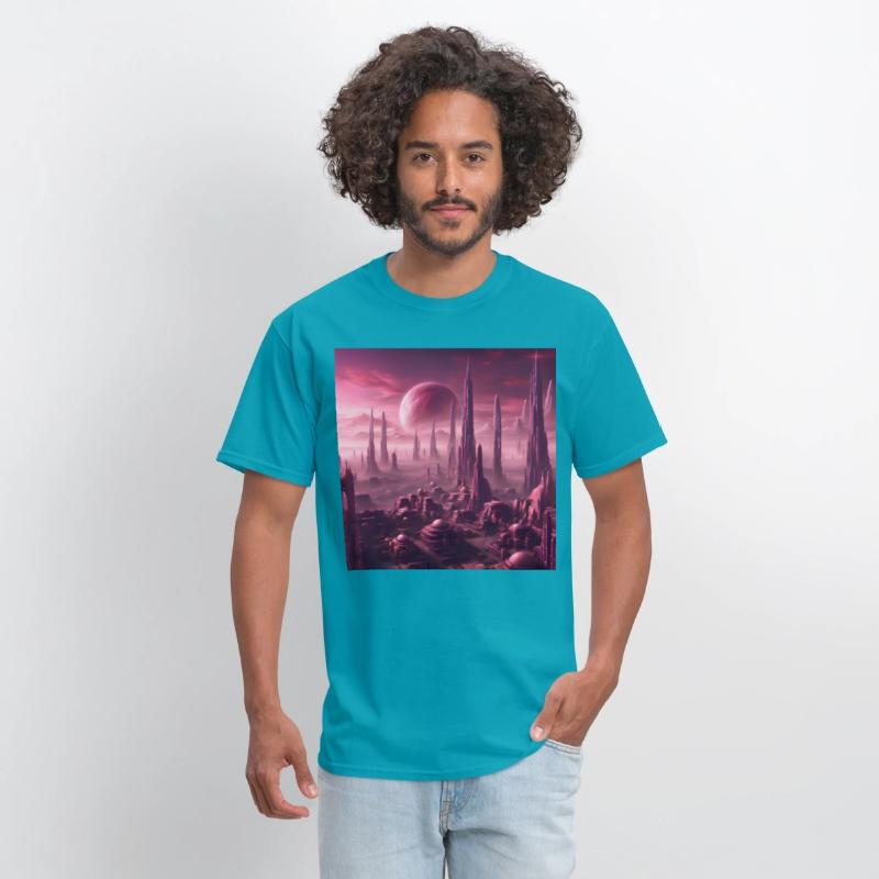 Futuristic Alien Skyline in Pink Hues