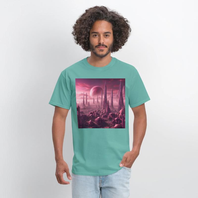 Futuristic Alien Skyline in Pink Hues