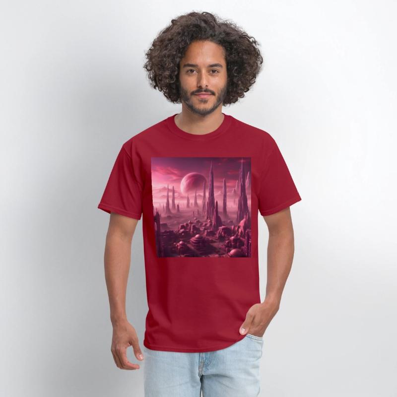 Futuristic Alien Skyline in Pink Hues