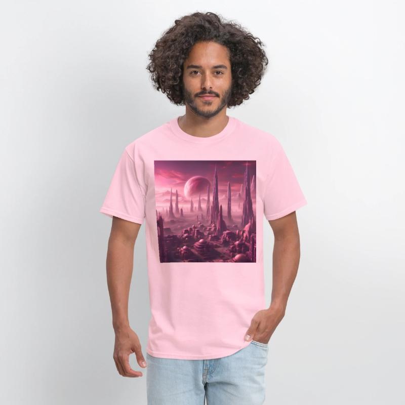 Futuristic Alien Skyline in Pink Hues
