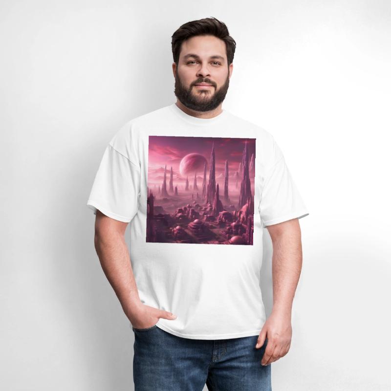 Futuristic Alien Skyline in Pink Hues