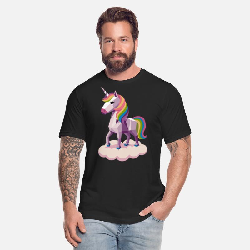 Geometric Unicorn on Cloud with Rainbow Mane