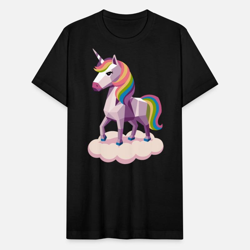 Geometric Unicorn on Cloud with Rainbow Mane