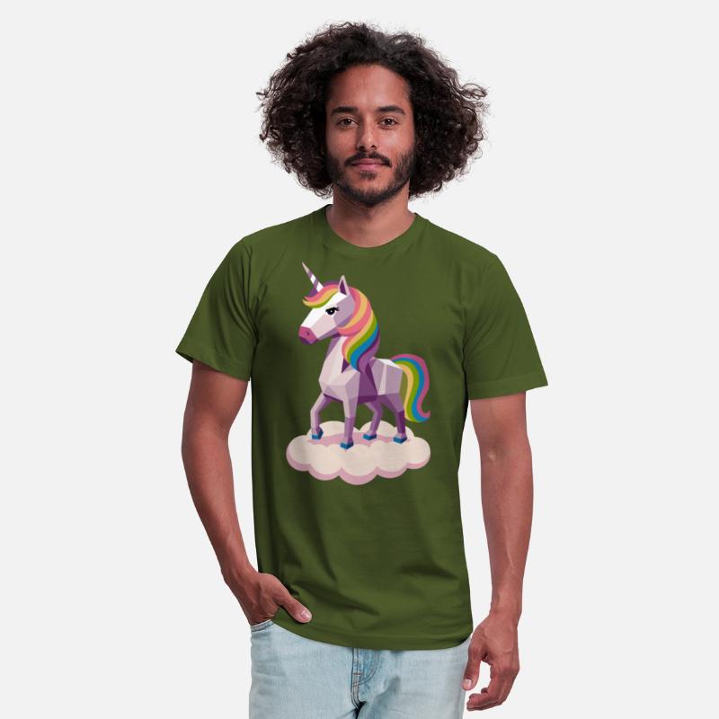 Geometric Unicorn on Cloud with Rainbow Mane