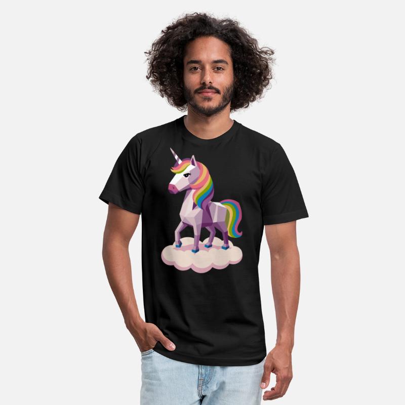 Geometric Unicorn on Cloud with Rainbow Mane
