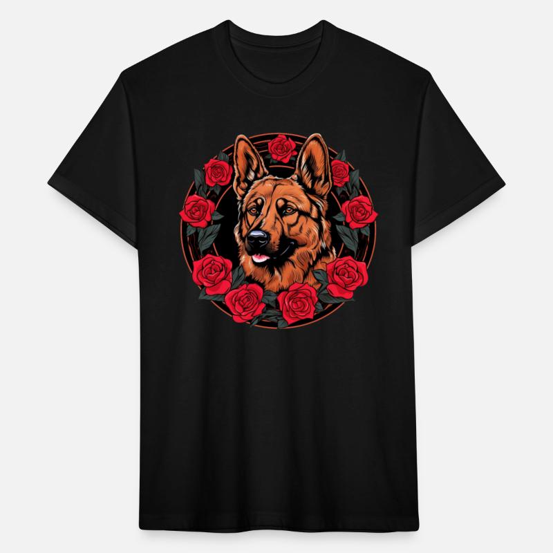 German Shepherd Funny Dog Girlie Style Red Roses