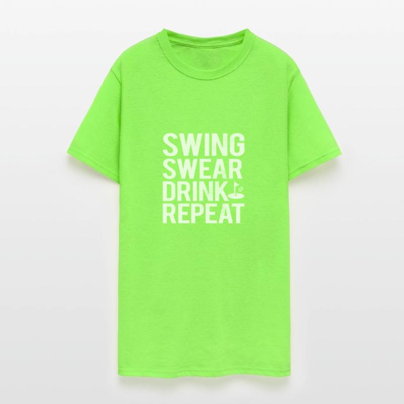 Golfer Swing Swear Drink Repeat Funny Golf