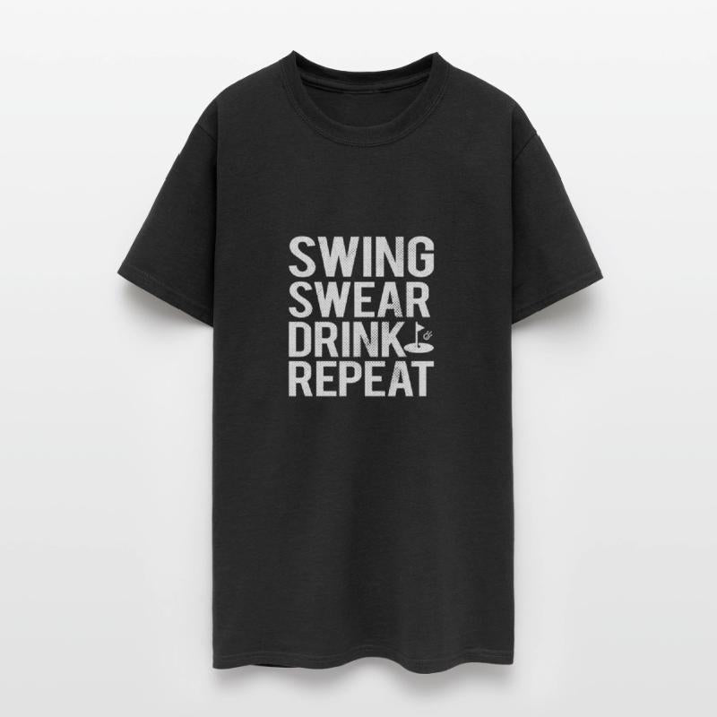 Golfer Swing Swear Drink Repeat Funny Golf