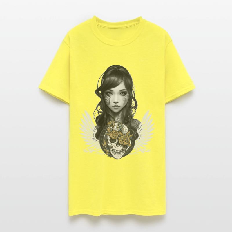 Gothic Girl Portrait Biker Babe Flower Skull Aesth