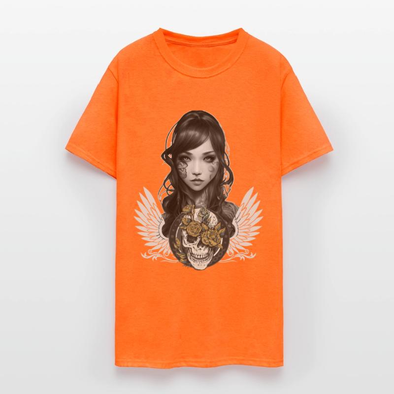 Gothic Girl Portrait Biker Babe Flower Skull Aesth