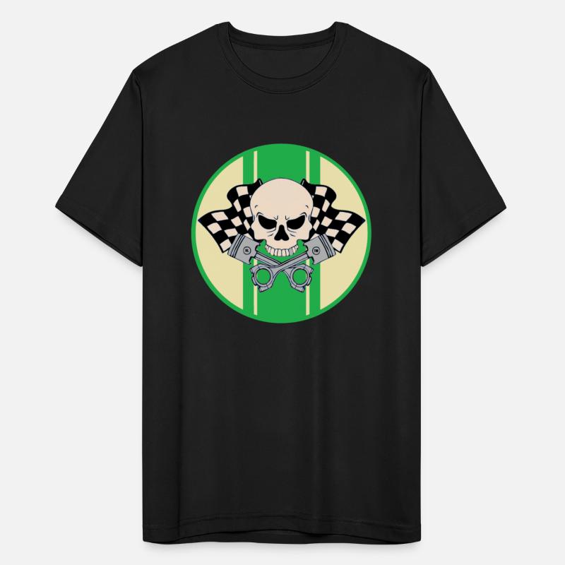 Green racing stripe with pirate skull and pistons