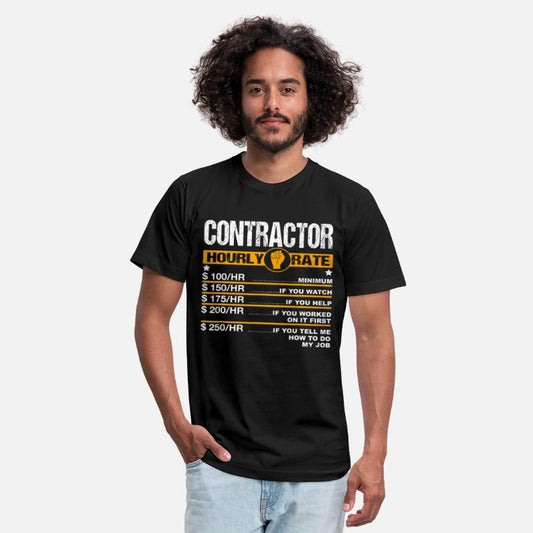 Mens Funny Contractor Hourly Rate Handyman Labor